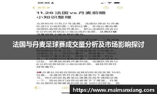 法国与丹麦足球赛成交量分析及市场影响探讨